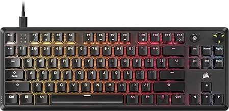Corsair K70 CORE TKL RGB Tenkeyless Mechanical Wired Gaming Keyboard – Pre-Lubed MLX Red v2 Linear Switches, SOCD, ABS Double-Shot Keycaps, Sound Dampening, 1000Hz Polling, QWERTY NA – Black