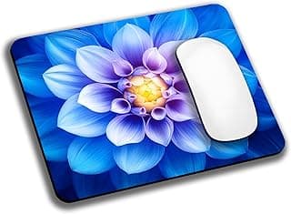 Blooming Blue Lotus Flower Mouse Pads for Desk, Portable Wireless Computer Mouse pad Small Design with Women, Non-Slip Rubber Base Laptop Mousepad 9.5" x 7.9" Smooth Surface for Office & Travel