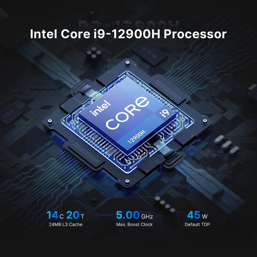 Mini PC P2 Pro, Intel i9 12900H(14C/20T, up to 5.0 GHz) Thunderbolt 4 Mini Computers, 32GB DDR5, Dual Channel RAM, 1TB PCIe 4.0 NVMe SSD, Dual 2.5G LAN, WiFi 6E/BT5.2