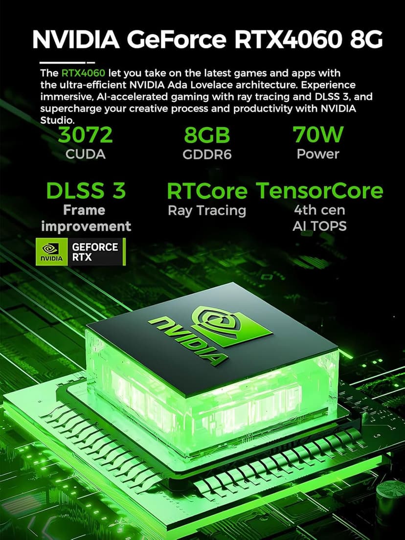 T2-Pro Mini Gaming PC Core i9-13900HK/RTX4060 8G GDDR6,Gaming Computer 32GB RAM DDR5-5200,1TB PCIe4.0 SSD,Adjustable RGB Light,WiFi6E/BT5.3/2.5G LAN/USB-C 4K@60Hz Win11 Pro Mini Desktop PC