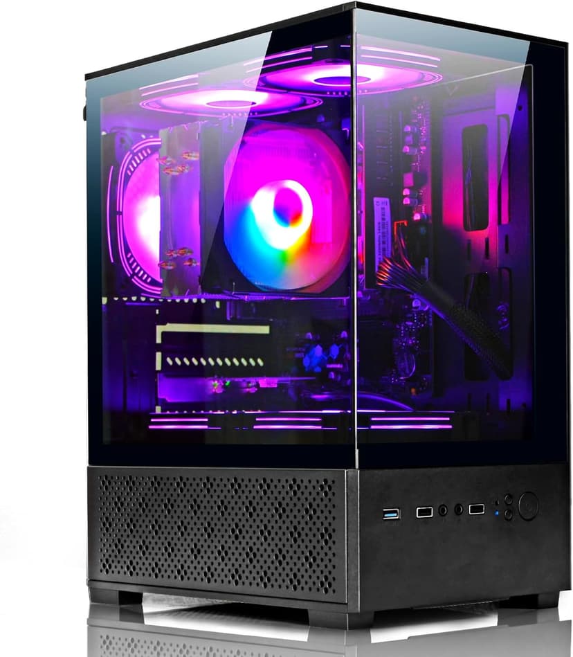 LXZ Desktop PC AMD Ryzen 7-5700G 8 core 3.9GHz, 16G DDR4 RAM, 512GB NVME SSD, Tower Computer with 400W Power Supply for Home and Office (Black)