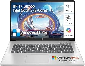 HP 2025 17 Inch Touchscreen Laptop Computer, 17.3 HD+ Touch Screen, Intel Core i3 (8-Cores), 32GB RAM 1TB SSD+128GB UFS, Windows 11 Pro Lifetime Office, Number Pad UBS-C