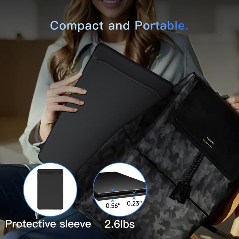 Portable Monitor 15.6" FHD 1080p, Travel Monitor with Built-in Battery & Kickstand & Speakers, HDMI USB C External Portable Monitor for Laptops, PC, Mac, Xbox, Switch, and PS5/4