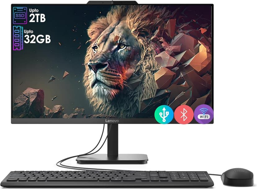 Lenovo All-in-One Desktop with Intel 4-Core Processor| 24 inch Full HD Display| 8GB DDR4 RAM, 512GB PCIe SSD| WiFi 6| Bluetooth| HDMI, USB, Ethernet Ports| Windows 11 Pro| for Business & Personal Use