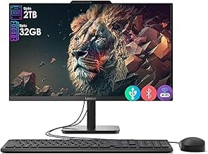 Lenovo All-in-One Desktop with Intel 4-Core Processor| 24 inch Full HD Display| 8GB DDR4 RAM, 512GB PCIe SSD| WiFi 6| Bluetooth| HDMI, USB, Ethernet Ports| Windows 11 Pro| for Business & Personal Use