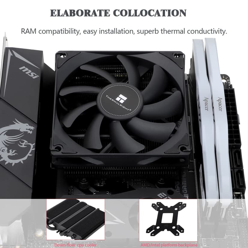 Thermalright AXP90 X36 Black Low Profile CPU Cooler, with 92mm TL-9015B Slim PWM Fan, ITX CPU Cooler, AGHP Technology, 36mm Height,for AMD AM4 AM5/Intel 1150/1151/1155/1851/1200/1700(AXP90 X36 Black)