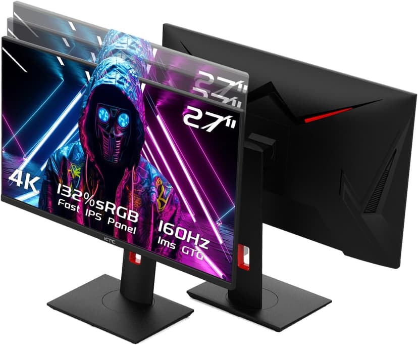 27" 4K UHD 144Hz Gaming Monitor - Fast IPS Panel 160Hz 1ms GTG, HDR400 132% sRGB, HDMI2.1/DP1.4, VESA Mount, Height/Tilt/Pivot/Swivel Stand, Vertical Monitor Ideal for Gamers, Designers