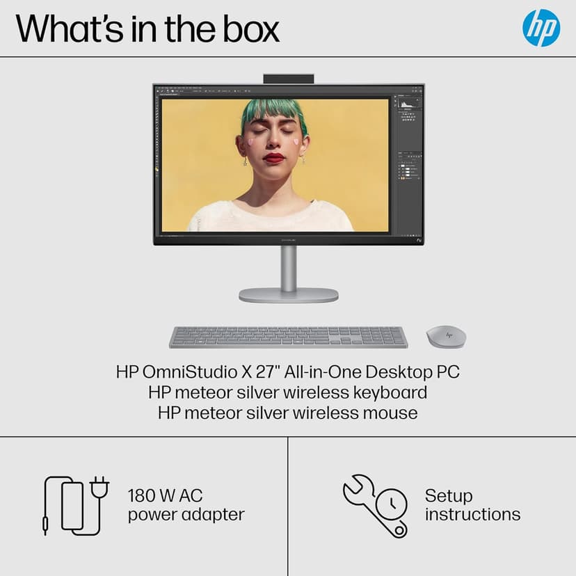 HP OmniStudio X 27 inch All-in-One Desktop AI PC, FHD Touchscreen, Intel Core Ultra 7 256V, 16 GB RAM, 2 TB SSD, Intel Arc Graphics 140V, Windows 11 Home, Copilot Plus, 27-cs1010