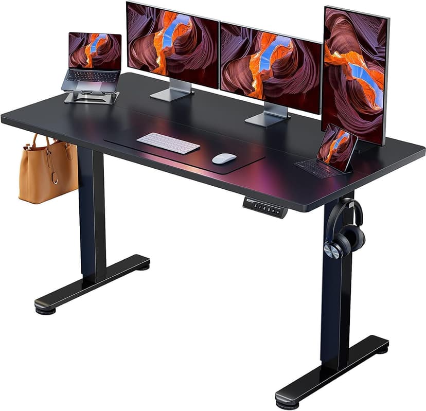 Height Adjustable Electric Standing Desk, Sit Stand up Desk, Memory Computer Home Office Desk with Two-Piece Desktop (Black, 48 * 24 Inch)