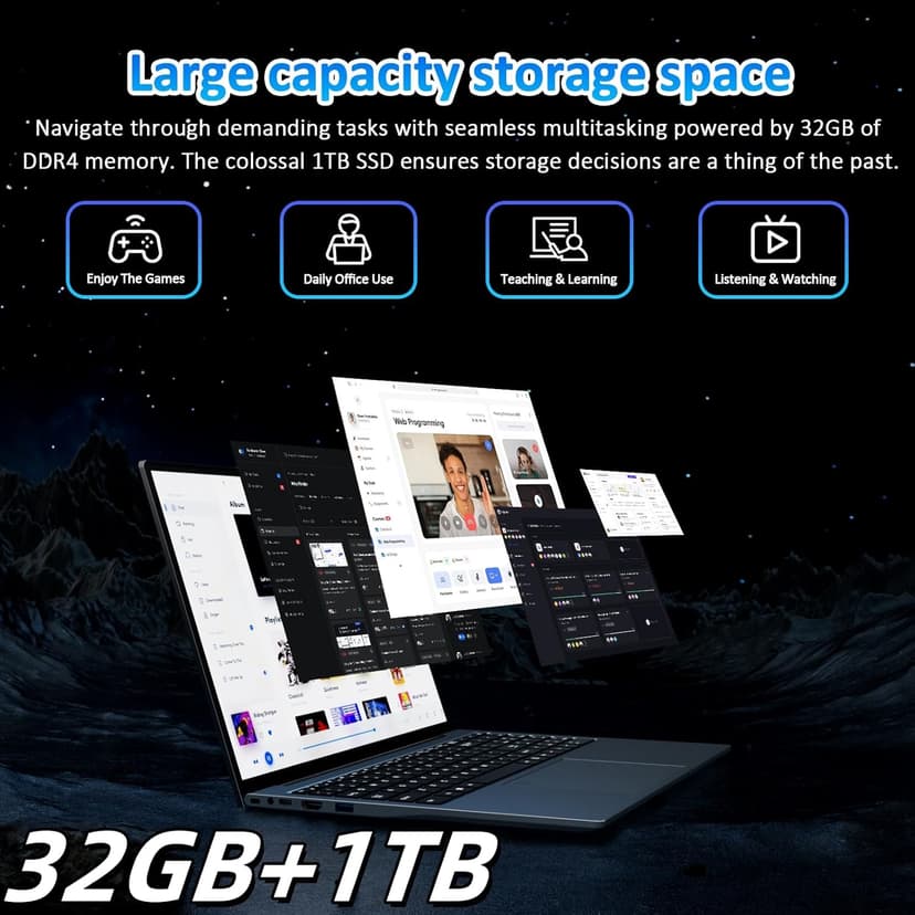 16'' FHD Laptop, i7-13620H 10-Core up to 4.9 GHz, 32GB RAM, 1TB SSD, Backlit Keyboard, USB-C, HDMI, WiFi 6, Fingerprint, Numeric Keypad, Win11 Pro, Thin Business & Gaming Notebook, Gray, T160H