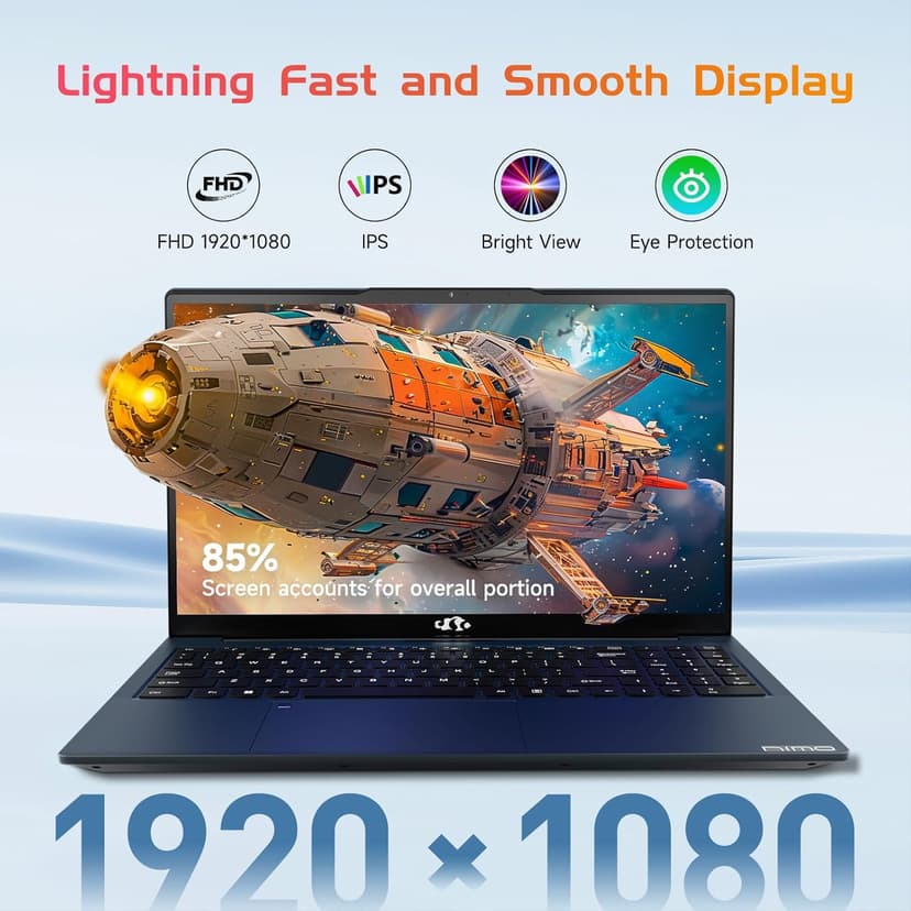 NIMO 15.6 IPS-FHD-Laptop, Intel Pentium 4 Cores N100 8GB RAM 256GB SSD Backlit Keyboard Fingerprint (Beat to i3-1115G4 Up to 3.4GHz) Computer for Student-Home WiFi 6 BT5.2 Win 11