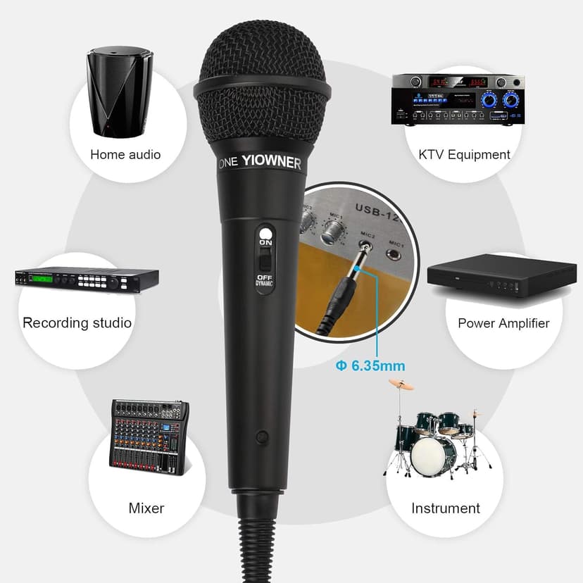 Wired Karaoke Microphone, Handheld for Singing, With 2.5m Cable, Vocal Dynamic Mic for Speaker, AMP, Mixer, DVD