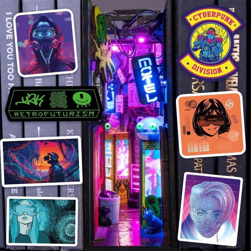 Cyberpunk Stickers for Kindle Boys Cyberpunk Stickers for Water Bottles Scrapbook Laptop Book Waterproof(75 Pcs)