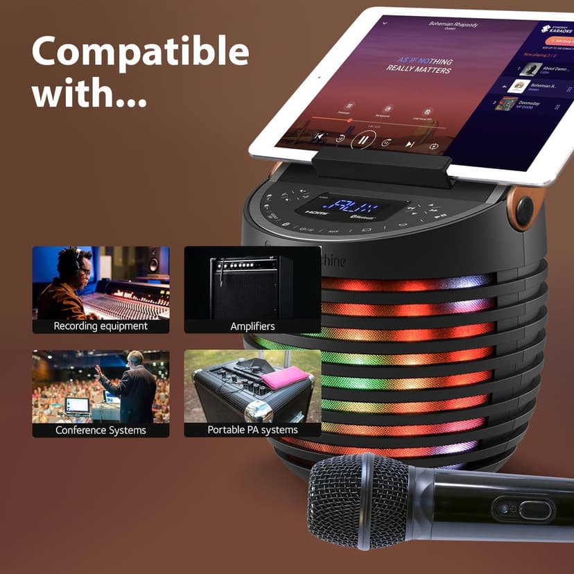 Singing Machine Portable Wireless Microphone (Black) - Premium Unidirectional UHF Wireless Mic for Singing, Speeches & Events - Cordless Mic Compatible with Karaoke Machines, PA Systems & More