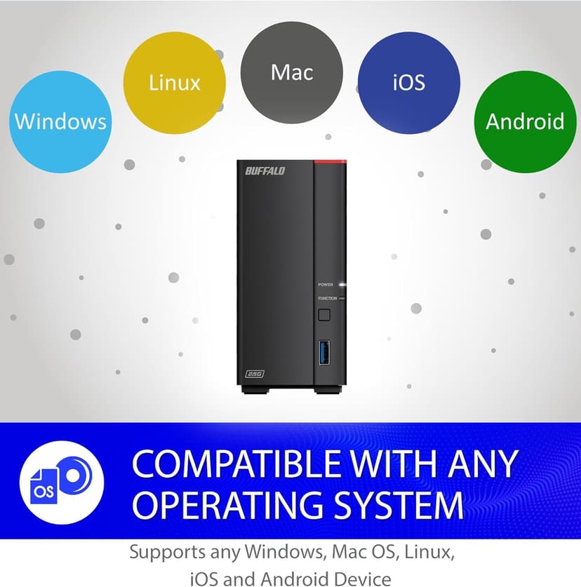BUFFALO LinkStation 710 2TB 1-Bay NAS Network Attached Storage with HDD Hard Drives Included NAS Storage That Works as Home Cloud or Network Storage Device for Home