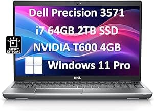 Dell Mobile Workstation 3571 3000 (15.6" FHD, Intel 14-Core i7-12800H, 64GB DDR5 RAM, 2TB SSD, NVIDIA T600) Business Laptop, Backlit Keybaord, Webcam, Ethernet, Wi-Fi 6E, Win 11 Pro, Gray