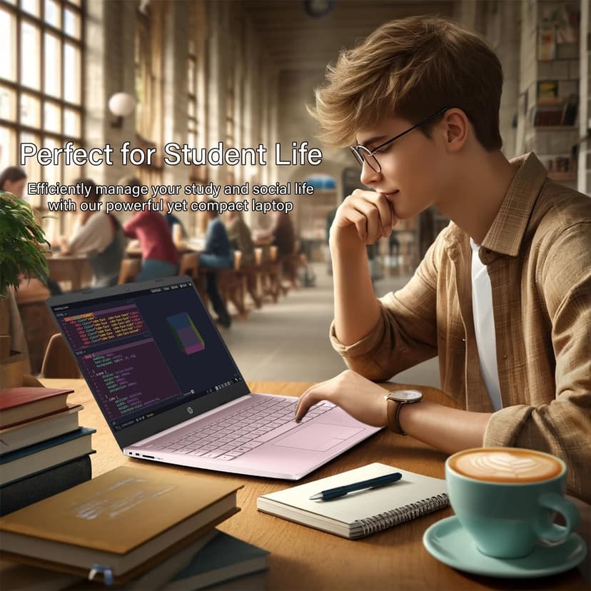 HP 14 Laptop • Back to School Limited Edition with Microsoft 365 • 4-Core Intel CPU • 8GB RAM •1600GB Storage (64GB OnBoard + 512GB P500 Portable SSD + 1TB OneDrive) • Pink • Win 11