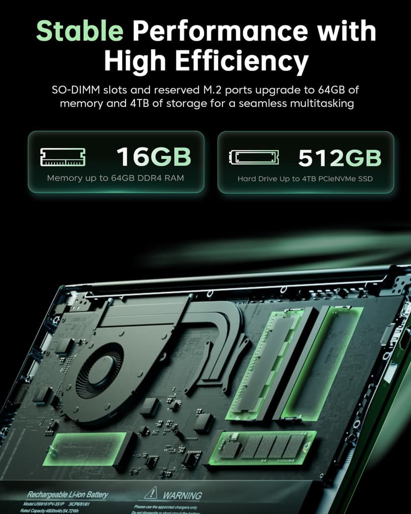 Gaming Laptop,AMD Ryzen 7 5825U Processor(8C/16T,Up to 4.5Hz),16GB DDR4 512GB M.2 2280 NVMe SSD High Performance Gaming Laptopr for Business, Officeand Light Gaming