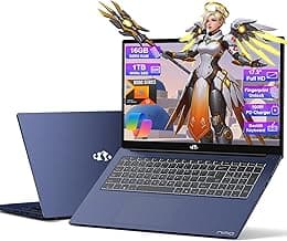 NIMO 17.3 Gaming-Laptop Ryzen 9 8945HS (>i9-13900H) 16GB RAM, 1TB SSD, Radeon 780M, PD 100W USB-C 4.0 AI-Enhanced for Copilot VR Ready, Backlit KB Fingerprint Unlock, Gaming Student Office Business