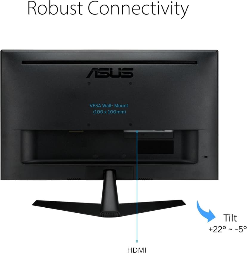 ASUS 24” (23.8-inch viewable) Eye Care Monitor (VY249HF) - Full HD, IPS, 100Hz, IPS, SmoothMotion, 1ms, Adaptive Sync, Blue Light Filter, Flicker Free, HDMI, VESA Mountable, 3 Year Warranty