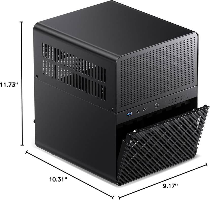 JONSBO N3 Mini-ITX NAS PC Chassis, ITX Computer Case, 8HHD+1-SSDD isk Bays NAS Mini Aluminum with Steel Plate Case, Built-in 2x10cm Fan, Power Support: SFX105mm, Support 130mm CPU Cooler