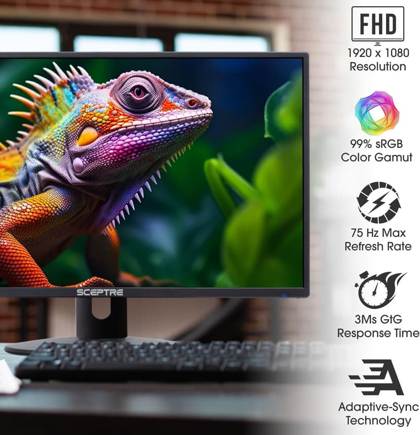 2X Pack - 24 Inch Monitor FHD 100Hz Computer Monitor, HDMI X2 VGA 99% sRGB Build-in Speakers, VESA Mount, Tilt, Professional and Gaming Monitor – Machine Black, 2X Pack, 2PACKXE248W