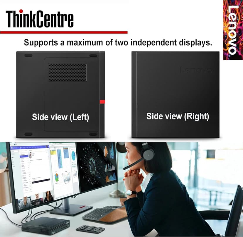 Lenovo ThinkCentre Mini Business Desktop, 16GB RAM, 256GB SSD, AMD Dual-Core Processor, Dual-Display Support, Wi-Fi, Bluetooth, USB, RJ-45, Keyboard&Mouse Included, Windows 11 Pro, Just 1 Liter Volume