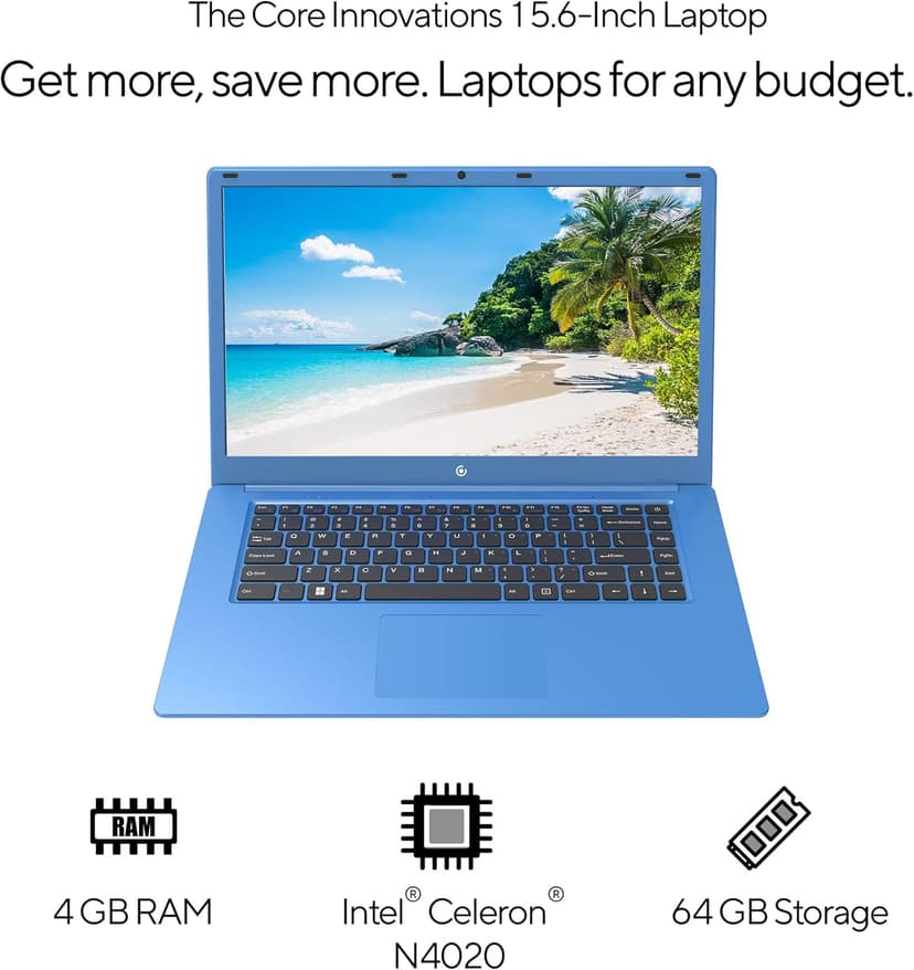 Core Innovations 15.6" Full HD Intel 4GB RAM 64GB SSD Laptop with Windows 11 - Blue