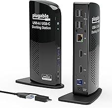 Plugable Universal Laptop Docking Station Dual HDMI Monitor for Windows and Mac (Driver Required), USB 3.0 or USB-C, 2X HDMI, Gigabit Ethernet, Audio, 6 USB Ports (UD-3900)