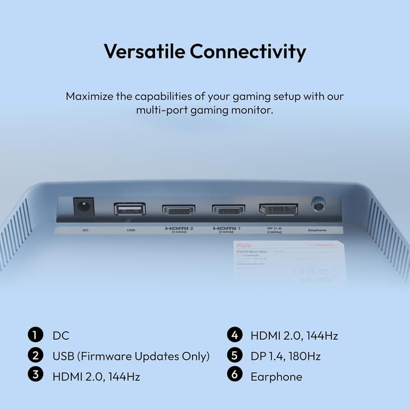 Pixio PX278 Wave Blue 27 inch 180Hz Refresh Rate FHD 1440p Resolution Fast IPS Panel 1ms GTG Response Time Blue Gaming Monitor with FreeSync