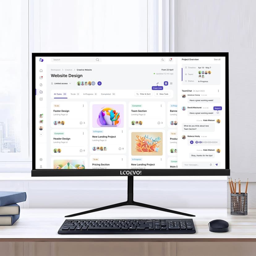 All-in-one Desktop Computer, 22" FHD Display N5095 Quad Core 16G RAM 512G SSD ROM PC, Liftable Arm Rotatable Monitor WiFi Bluetooth Connection Desktop for Home Study Office Gaming (Black)