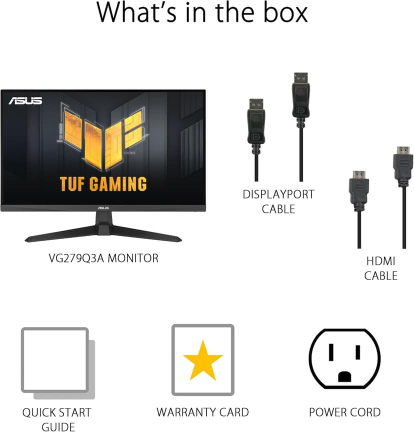 ASUS TUF Gaming 25” (24.5 viewable) 1080P Gaming Monitor (VG259Q3A) – FHD, 180Hz, 1ms, Fast IPS, Extreme Low Motion Blur, FreeSync, Variable Overdrive, Speakers, 99% sRGB, Shadow Boost 3yr Warranty