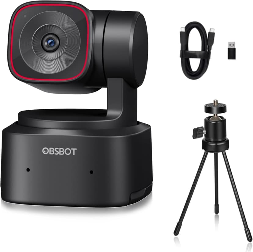 OBSBOT Tiny 2 Lite AI-Powered 4K UHD PTZ Webcam,1/2" CMOS 4X Digital Zoom AI Auto Tracking with Auto Zoom Gesture Control 2.0, LiveStream for Game/Meeting/Online Educate, W Mini Tripod