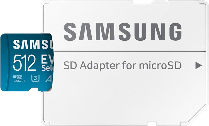 Samsung EVO Select microSDMemory Card + Adapter, 512GB microSDXC, Up-to 160 MB/s, 4K UHD, UHS-I, C10, U3, V30, A2, for Mobile Phone, Smartphones, Nintendo-Switch, and Tablets (MB-ME512SA/AM)