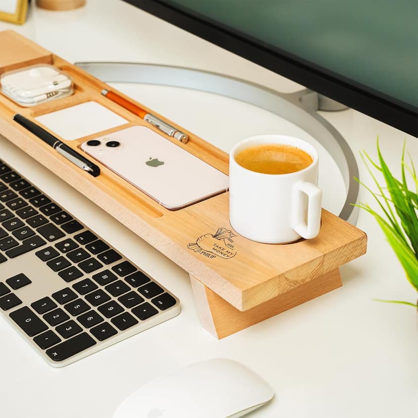 Personalized Wooden Desk Organizer for Trader, Trading Room Decor, Desk Decor, Custom Laptop Stand, Investor Gift, Entrepreneur Gift, Crypto