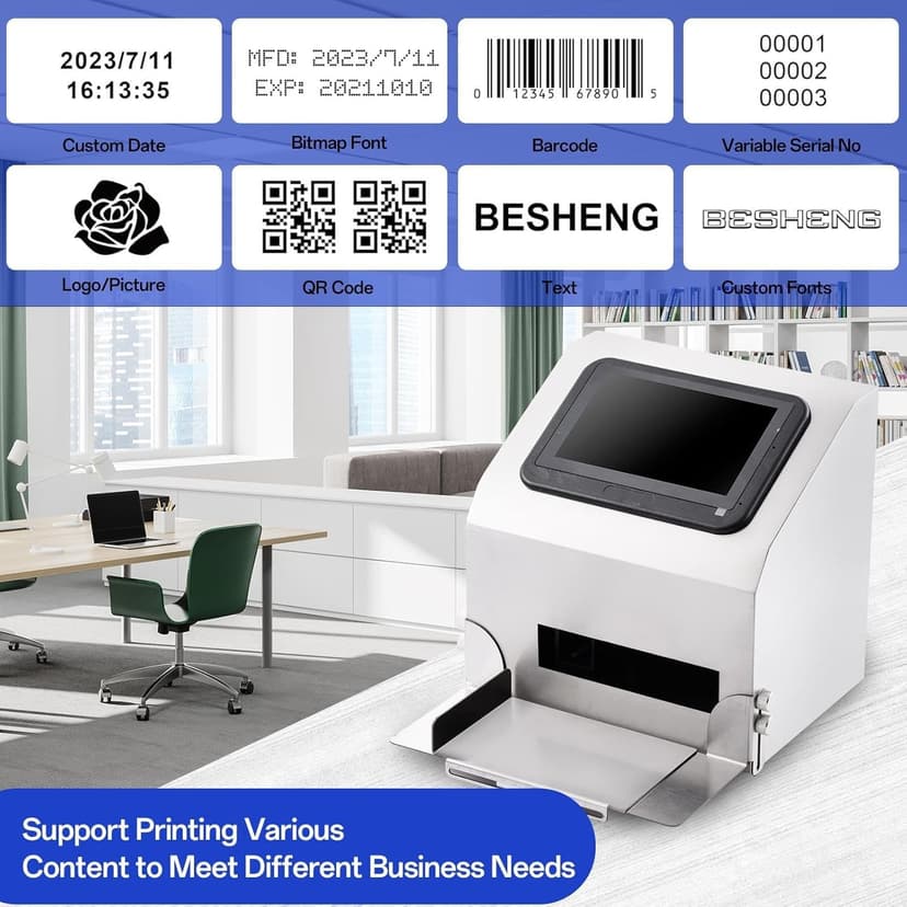 Automatic Coding Machine | 5 Inch LCD Screen Desktop Inkjet Date Coder,High-Resolution Batch Coding Printer with 42ml Ink Cartridge for Date, Picture, Batch Number, Label