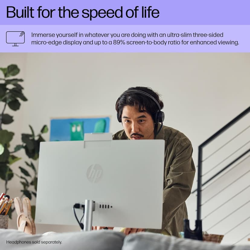 HP 23.8 inch All-in-One Desktop PC, FHD Display, Intel Core i5-1334U, 16 GB RAM, 512 GB SSD, Intel UHD Graphics, Windows 11 Home, Shell White, 24-cr0112 (2025)
