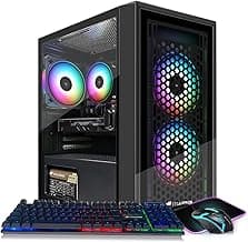 STGAubron Gaming PC Computer Desktop, RX 550 4GB, Intel i7 Xeon E5, 16GB DDR4, 512GB SSD, WiFi, BT 5.0, RGB Fan x3, Windows 10 Home, Gaming Computer Tower for Gamer,Streaming