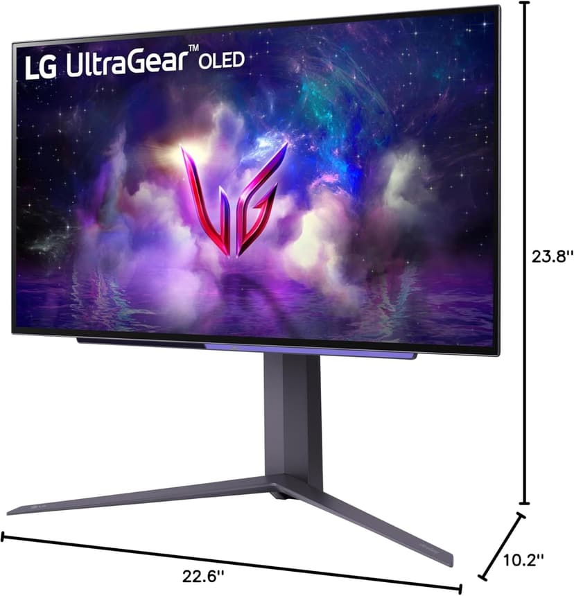 LG ‎27GS93QE 27-inch Ultragear OLED Gaming Monitor QHD 1440p 240Hz 0.03ms DisplayHDR True Black 400 AMD FreeSync Premium Pro NVIDIA G-Sync HDMI 2.1 DisplayPort Tilt/Height/Pivot Stand Black