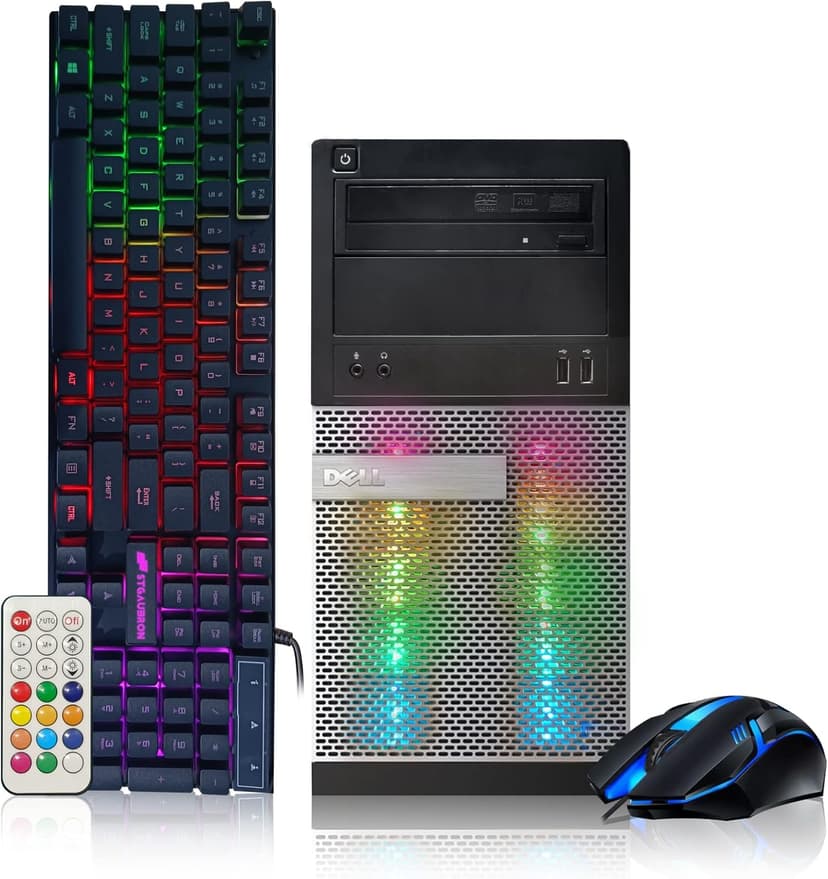 Dell RGB Gaming Desktop PC, Intel Quad I5 up to 3.6GHz, 16GB RAM, Radeon RX 550 4G GDDR5, 512G SSD, DVD, WiFi & Bluetooth, RGB Keyboard & Mouse, Win 10 Pro (Renewed)