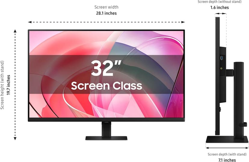SAMSUNG 32" ViewFinity S7 (S70D) 4K UHD IPS HDR10 High Resolution Monitor, HDMI & DP Port, TUV-Certified, 2025, LS32D700EBNXGO