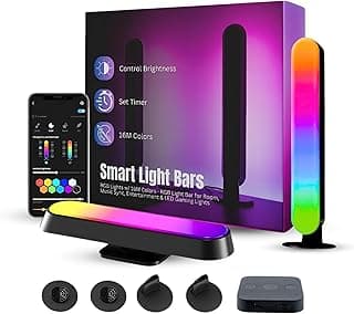 Smart LED Light Bars -RGB Lights w/ 16M Colors -RGB Light Bar for Room, Music Sync, Entertainment & LED Gaming - LED Bar Lights for Gaming Setup Accessories - Colorful Lighting (7-Pc Set)