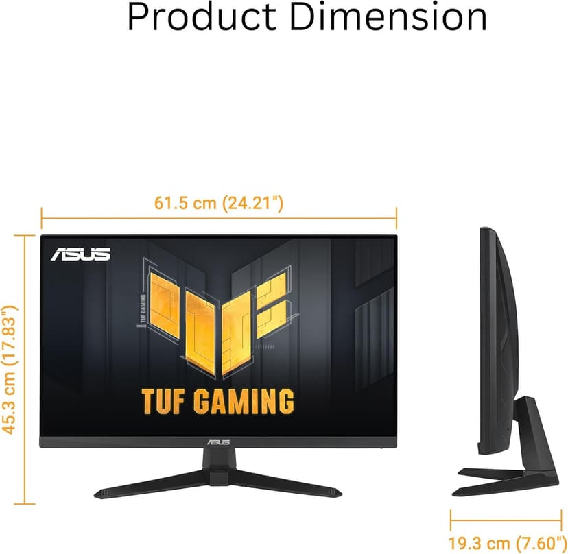 ASUS TUF Gaming 27” 1080P Monitor (VG279QE5A) – Full HD, Overclock to 144Hz, 1ms, IPS, Extreme Low Motion Blur Sync, Stereo Speaker, Variable Overdrive, DisplayWidget Center, 3 yr Warranty