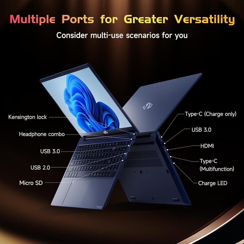 15.6-FHD-Laptop Student-Laptop, 16GB RAM 256GB SSD, Intel Pentium Quad-Core N100 Processor (Up to 3.4GHz) Backlit Keyboard Fingerprint WiFi 6 BT5.2 Business-Laptop, 2 Years Warranty Windows 11 Laptop