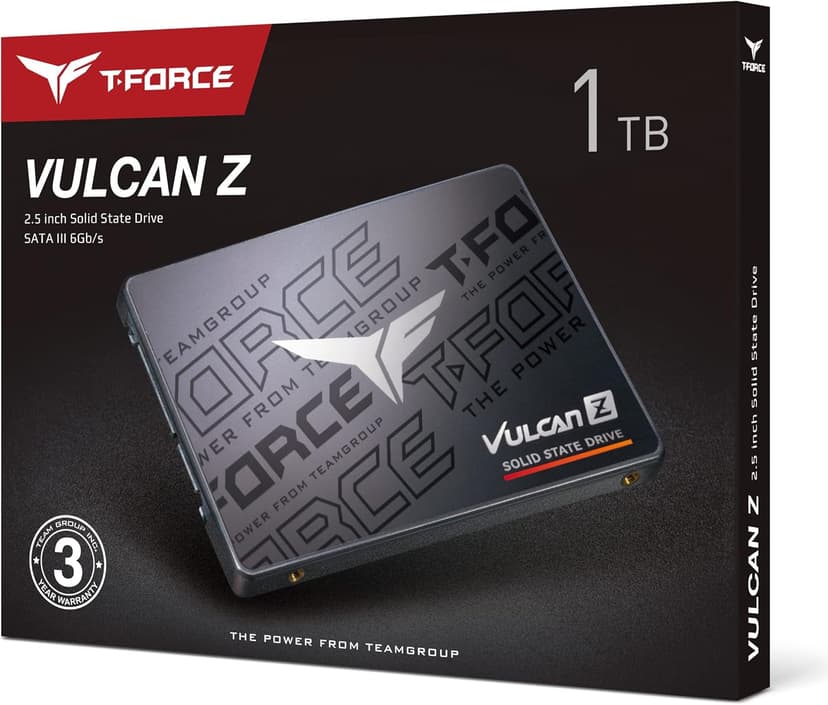 TEAMGROUP T-FORCE VULCAN Z 1TB SLC Cache 3D NAND TLC 2.5 Inch SATA III Internal Solid State Drive SSD (R/W Speed up to 550/500 MB/s) T253TZ001T0C101