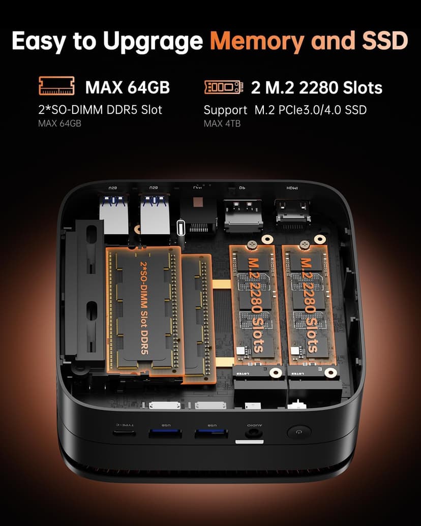 KAMRUI H1 Mini Gaming PC, AMD Ryzen 7 6800H, 16GB DDR5 4800MHz 512GB M.2 NVMe PCIe3.0x4 SSD Mini PC(8C/16T, up to 4.7GHz), 16MB L3 Smart Cache, Triple 4K Display/WiFi6/BT5.2/Mini Desktop Computers