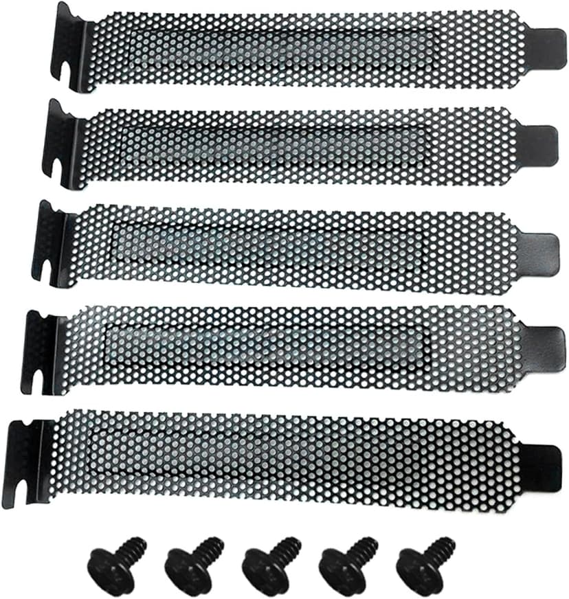 ljhnba Pack of 5 Computer PCI Strips Black PCI Slot Covers with Screws for Computer Case Graphics Card Accessories