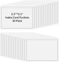 30 Pcs Self-Adhesive Index Card Holders Business Card Pockets Clear Plastic Labels Holders for Organizing Storage Bins Library Card Shelves (3.14 x 2.28 Inches)