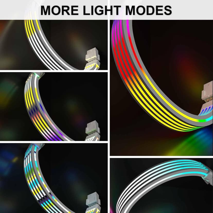 Sirlyr 8 Pin RGB GPU Cable,RGB PSU Cables Extension - Addressable 5V3Pin ARGB PC Case Decor for RTX 3060 4060 4070 Radeon RX 6600 580 Graphics Card Power Supply White