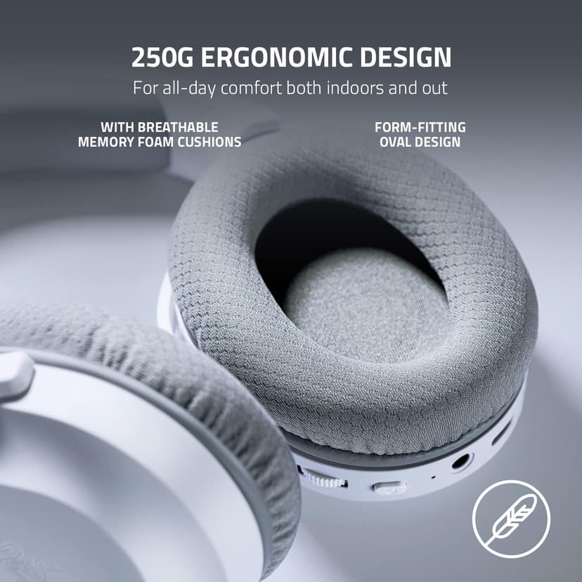 Razer Barracuda X Wireless Gaming & Mobile Headset (PC, PlayStation, Switch, Android, iOS): 2.4GHz Wireless + Bluetooth - Lightweight - 40mm Drivers - Detachable Mic - 50 Hr Battery - Mercury White
